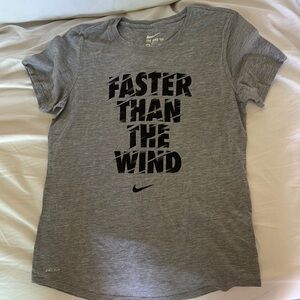 Nike Dri-Fit Women’s Faster Than The Wind Gray Fitted Short Sleeve T-Shirt